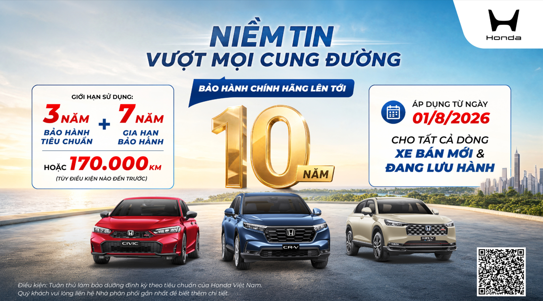 Honda Việt Nam giới thiệu chương trình bảo hành chính hãng lên tới 10 năm dành cho khách hàng Ôtô