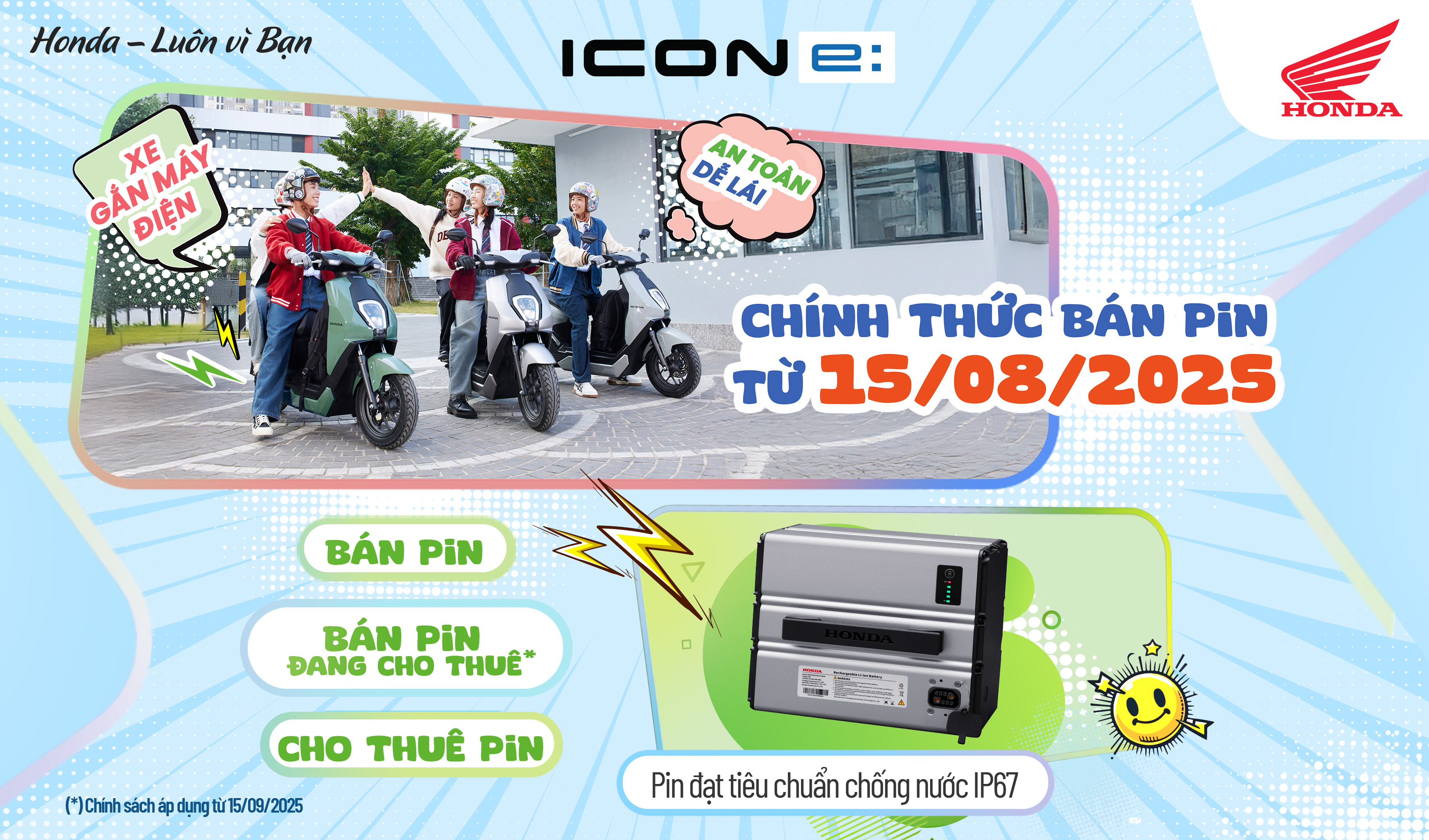 Honda Việt Nam công bố Chính sách bán pin của xe gắn máy điện ICON e:
