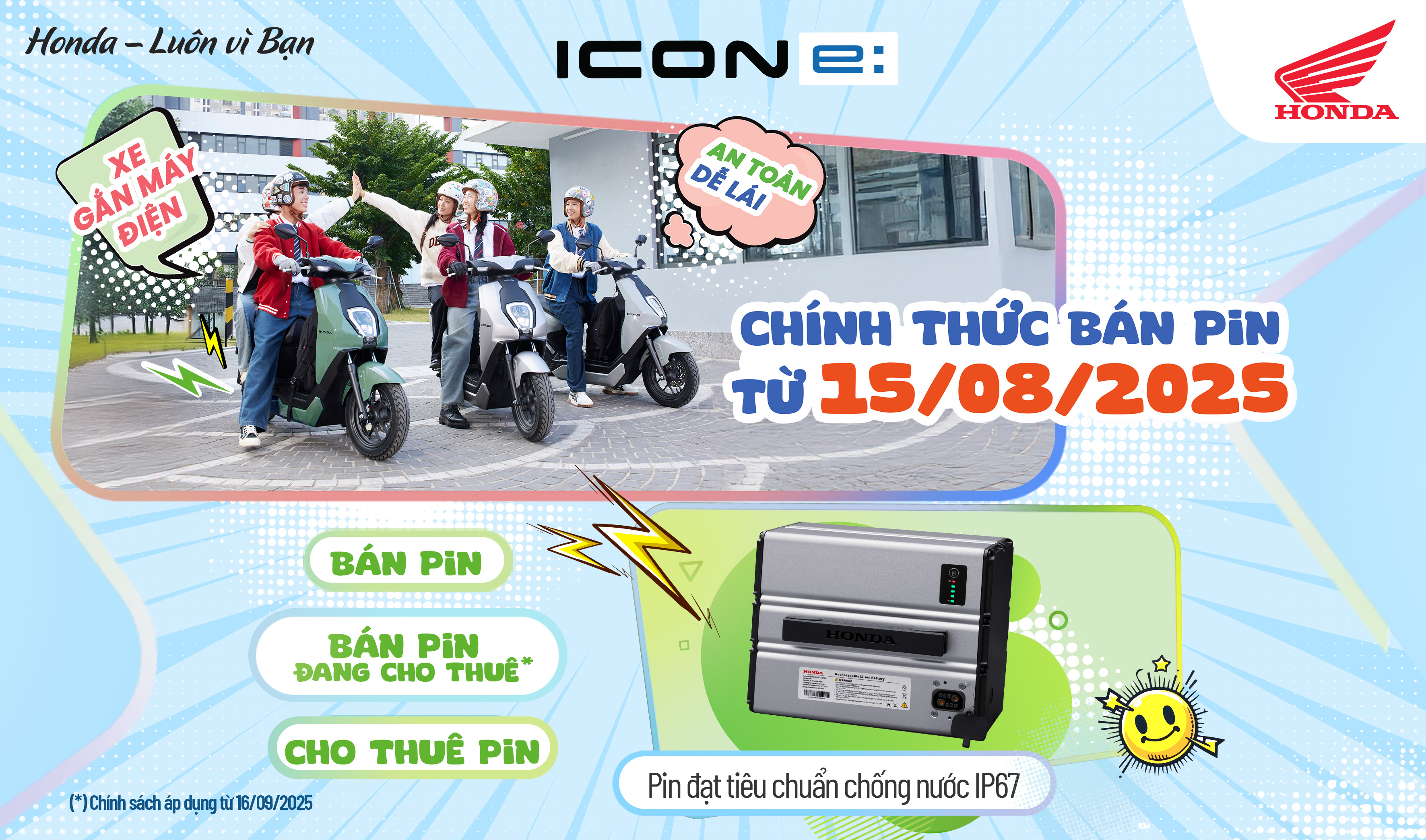 Honda Việt Nam công bố Chính sách bán pin của xe gắn máy điện ICON e: