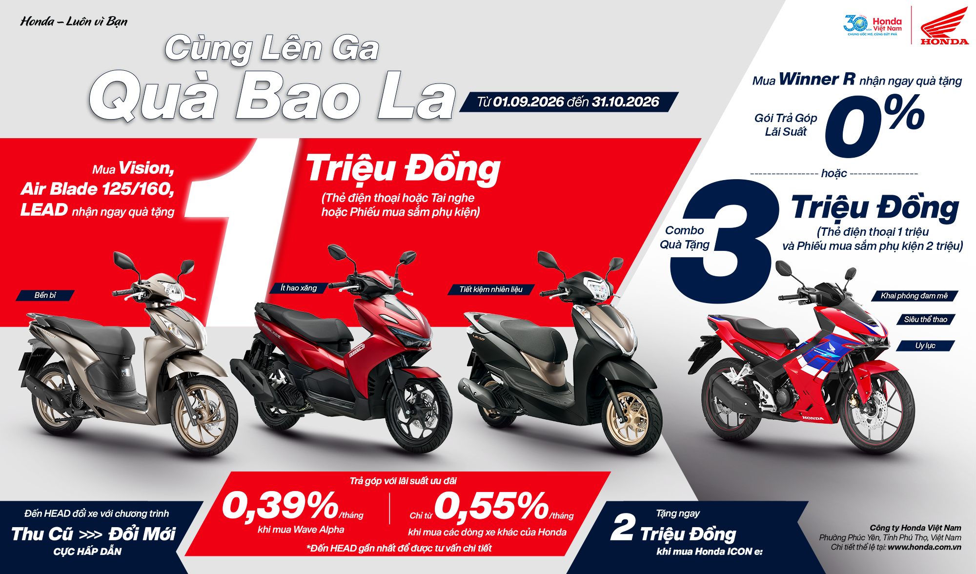 Bắt nhịp mùa tựu trường năng động với loạt ưu đãi hấp dẫn dành cho các mẫu xe máy Honda