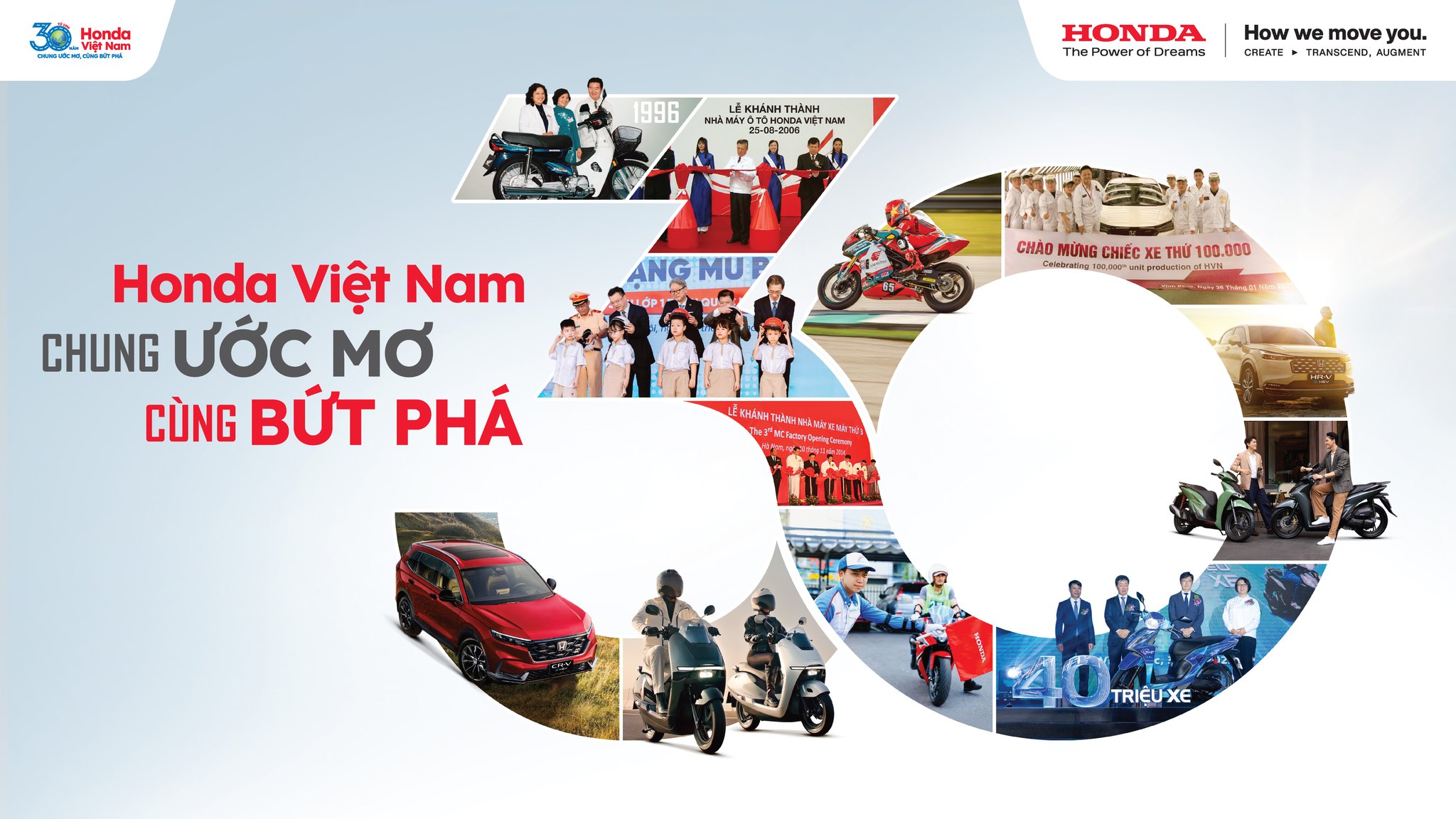 Honda Việt Nam kỷ niệm 30 năm thành lập: Tri ân chặng đường đã qua,  tiếp tục đóng góp và cam kết vì tương lai di chuyển bền vững