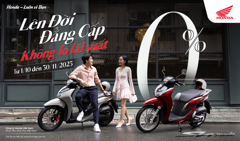 Honda Việt Nam tri ân khách hàng với ưu đãi hấp dẫn trong chương trình khuyến mại khủng dành cho dòng xe Sh mode – “Lên đời đẳng cấp – Không lo lãi suất”
